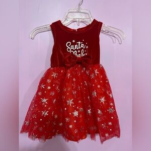 Festive Red Kids Dress with Snowflake Design